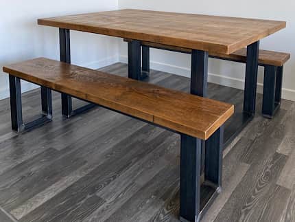 Thick Industrial Square Leg Dining Table